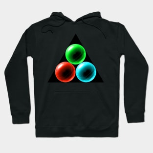 Triangle with Green, Light Blue and Red Glass Balls Hoodie